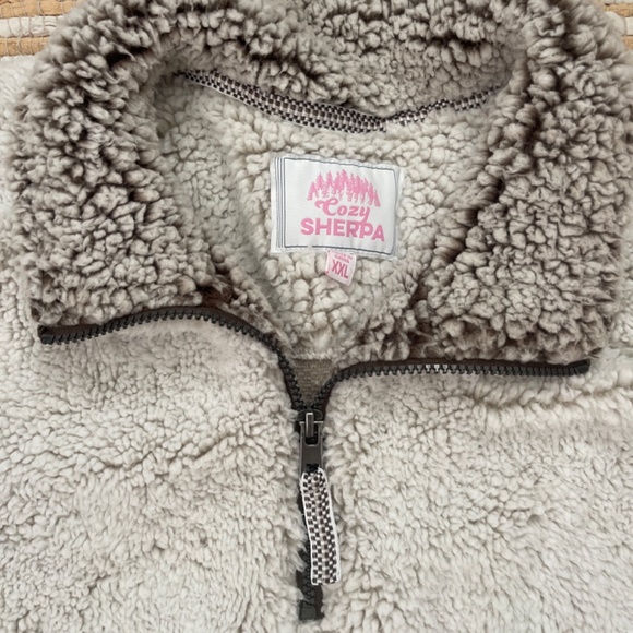 EUC Cozy Sherpa Cream Quarter Zip Pullover Top Size XXL - Picture 4 of 5